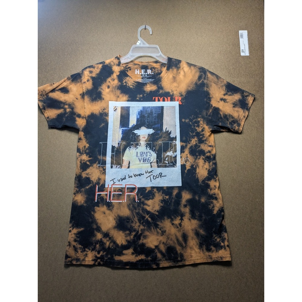 H.E.R. I Used to Know Her Tour T-Shirt Medium Orange Black Tie Dye Graphic Tee